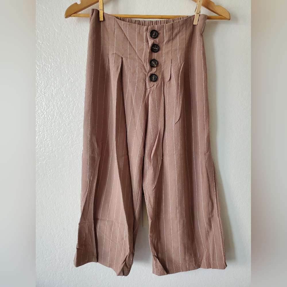 Brown pin stripe culottes